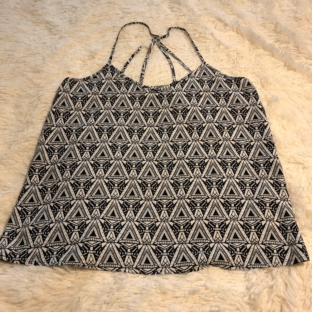 A&F black & white patterned strappy camisole tank
